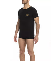 Cavalli Class Black Cotton Men T-Shirt -   -  Cavalli Class.